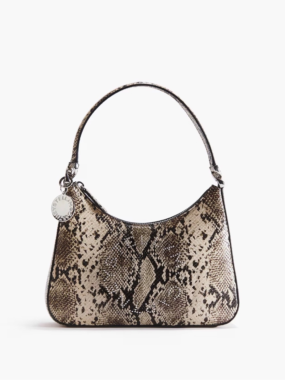 Stella McCartney Beige and Black Snake-Print Shoulder Bag